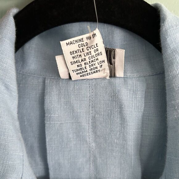 Toofan Womens Linen Light Blue Button Up Blouse Medium Relaxed Lagenlook - Picture 6 of 13